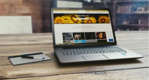 Website opened on a laptop.